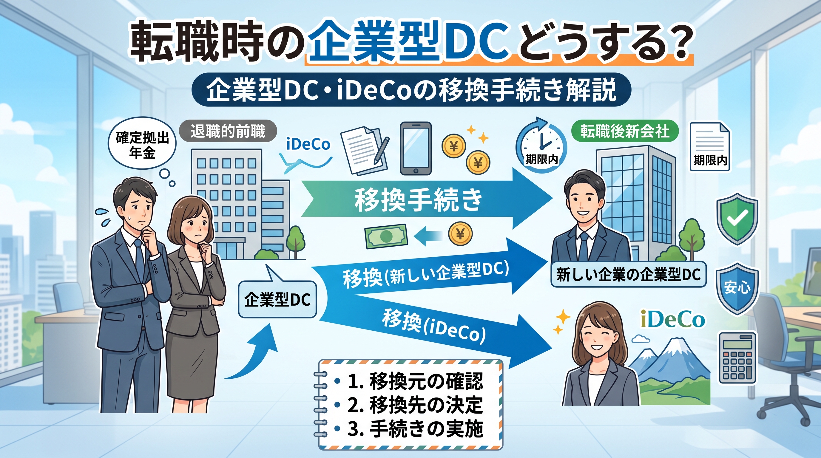 転職時の企業型確定拠出年金はどうする？企業型DC・iDeCoの移換手続き