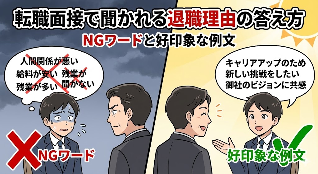 転職面接で聞かれる退職理由の答え方|NGワードと好印象な例文