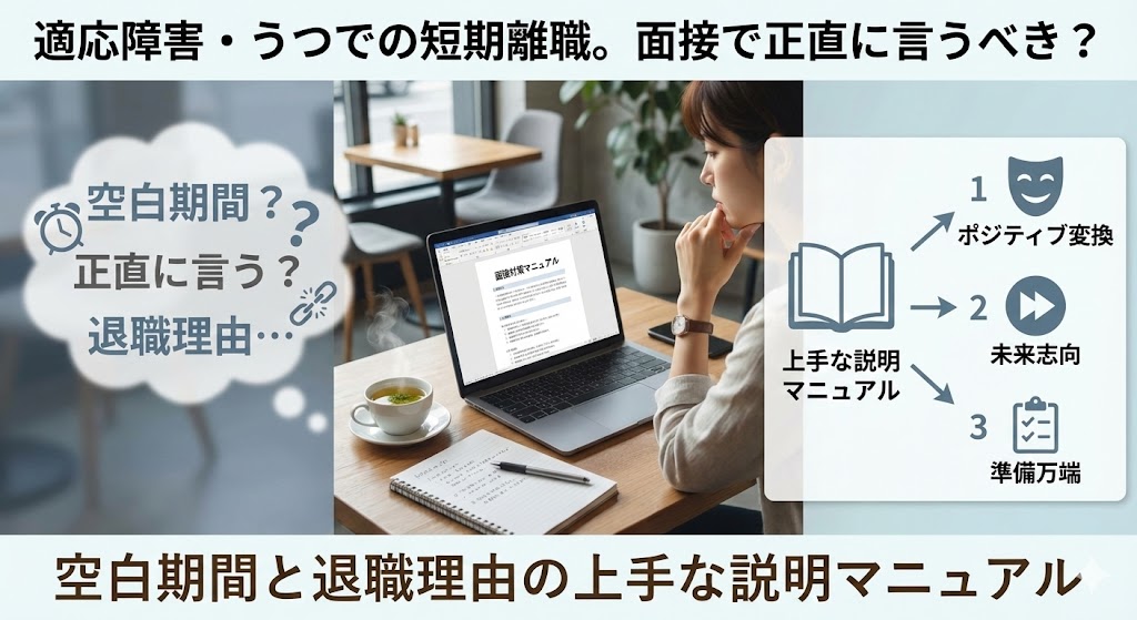 適応障害・うつでの短期離職。面接で正直に言うべき？空白期間と退職理由の上手な説明マニュアル