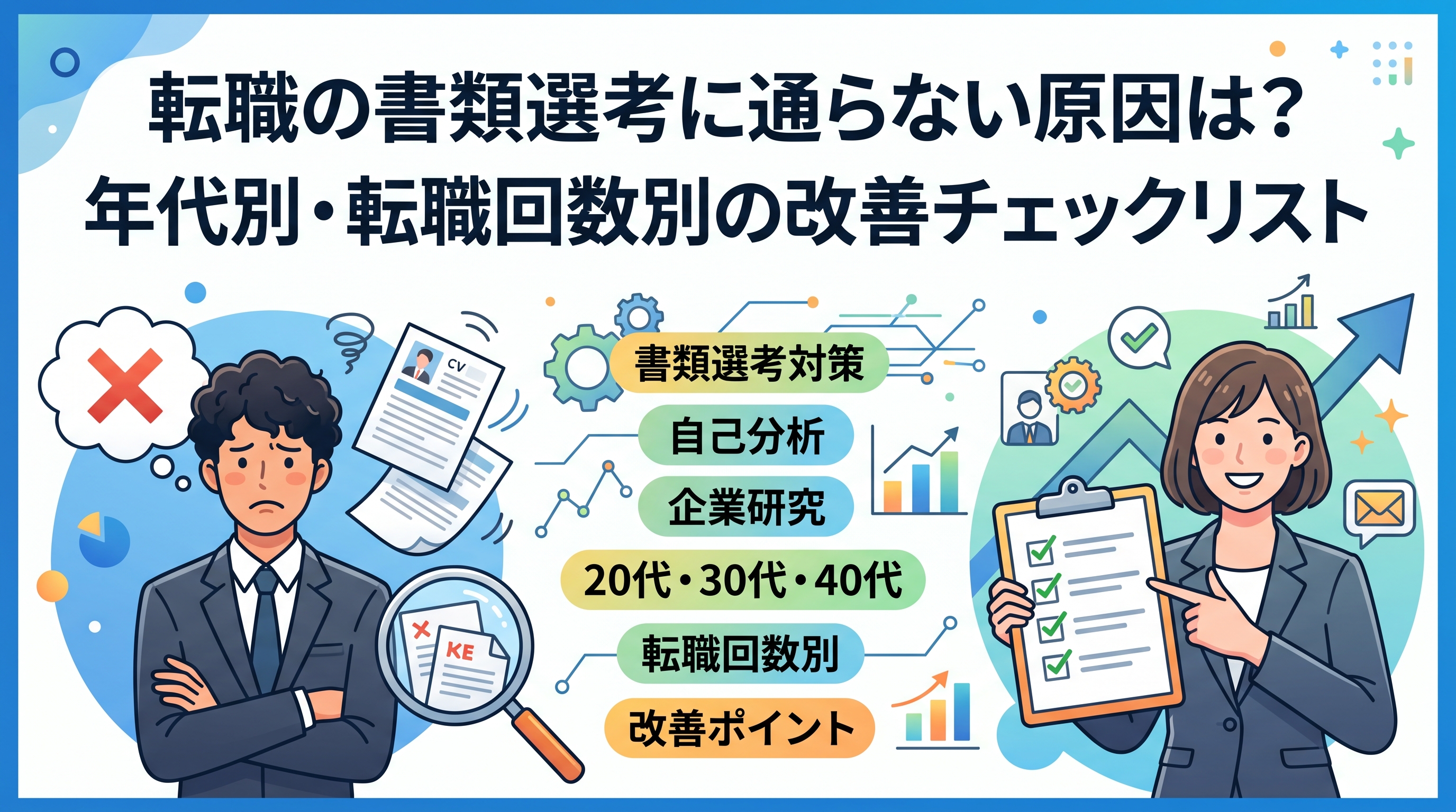 転職の書類選考に通らない原因は？年代別・転職回数別の改善チェックリスト