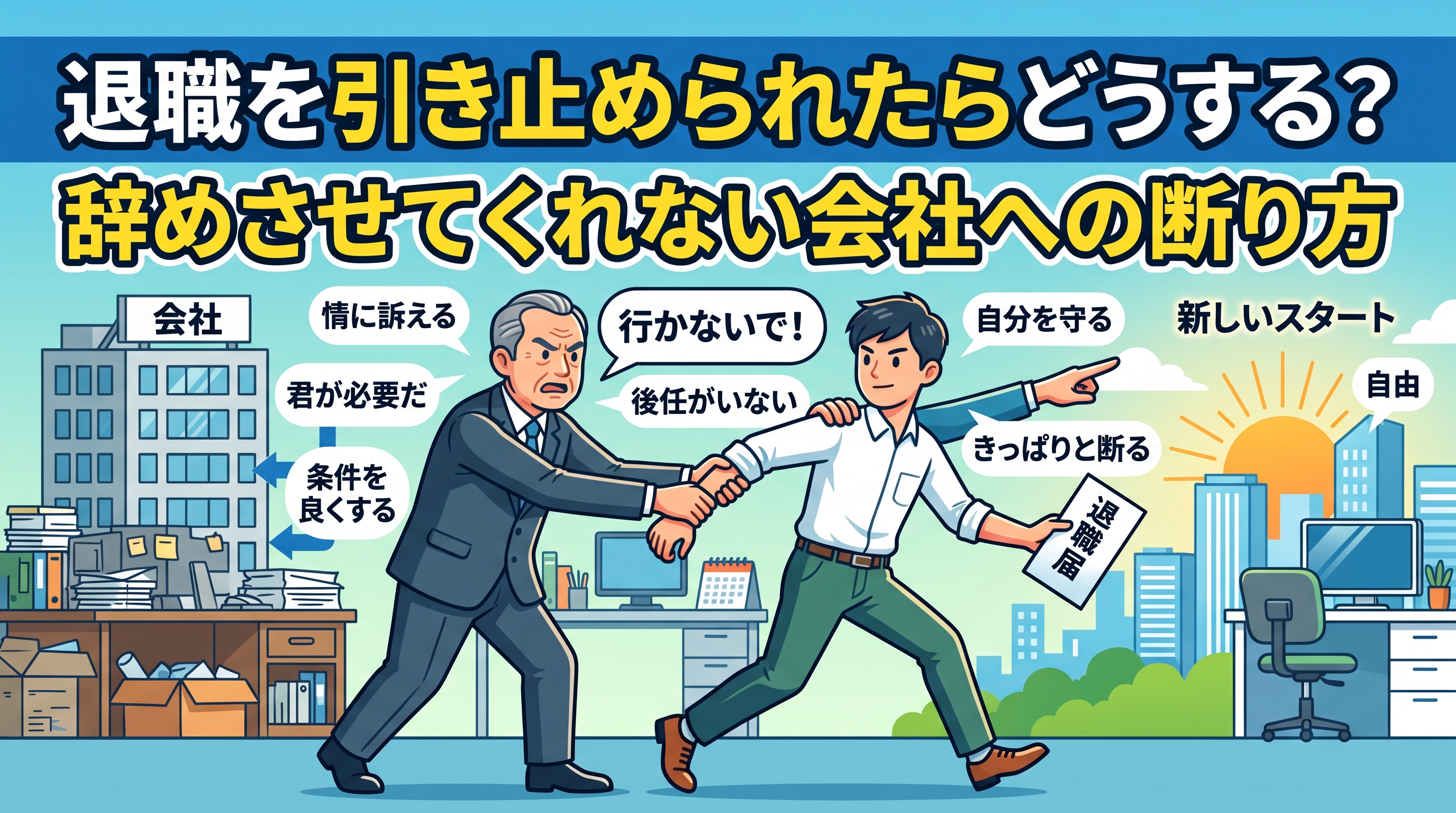 退職を引き止められたらどうする？辞めさせてくれない会社への断り方