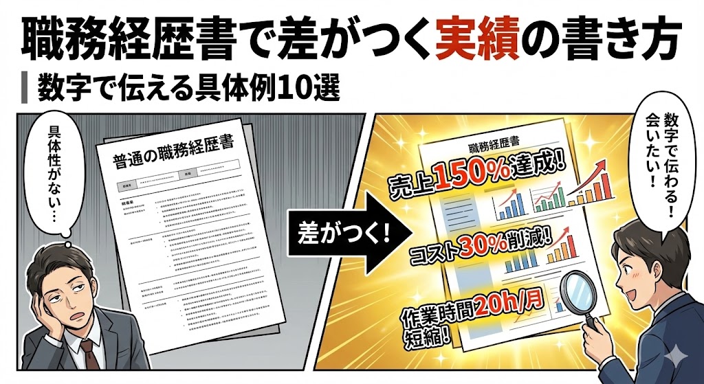 職務経歴書で差がつく実績の書き方|数字で伝える具体例10選