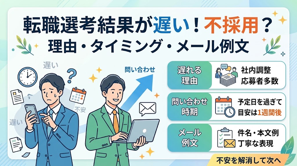 転職の選考結果が遅いのは不採用？問い合わせる時期とメール例文
