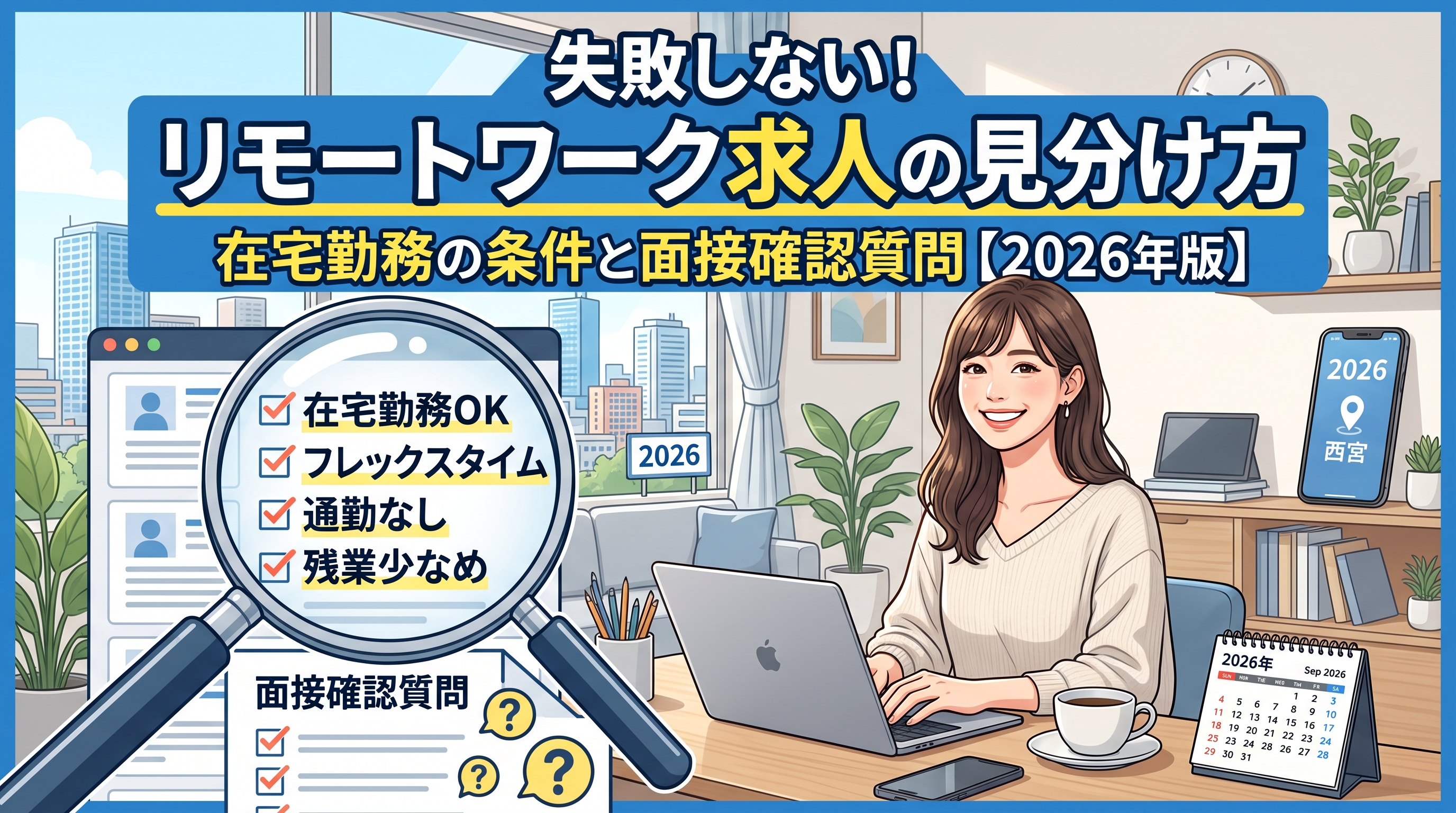 リモートワーク求人の見分け方｜在宅勤務の条件と面接での確認質問【2026年版】
