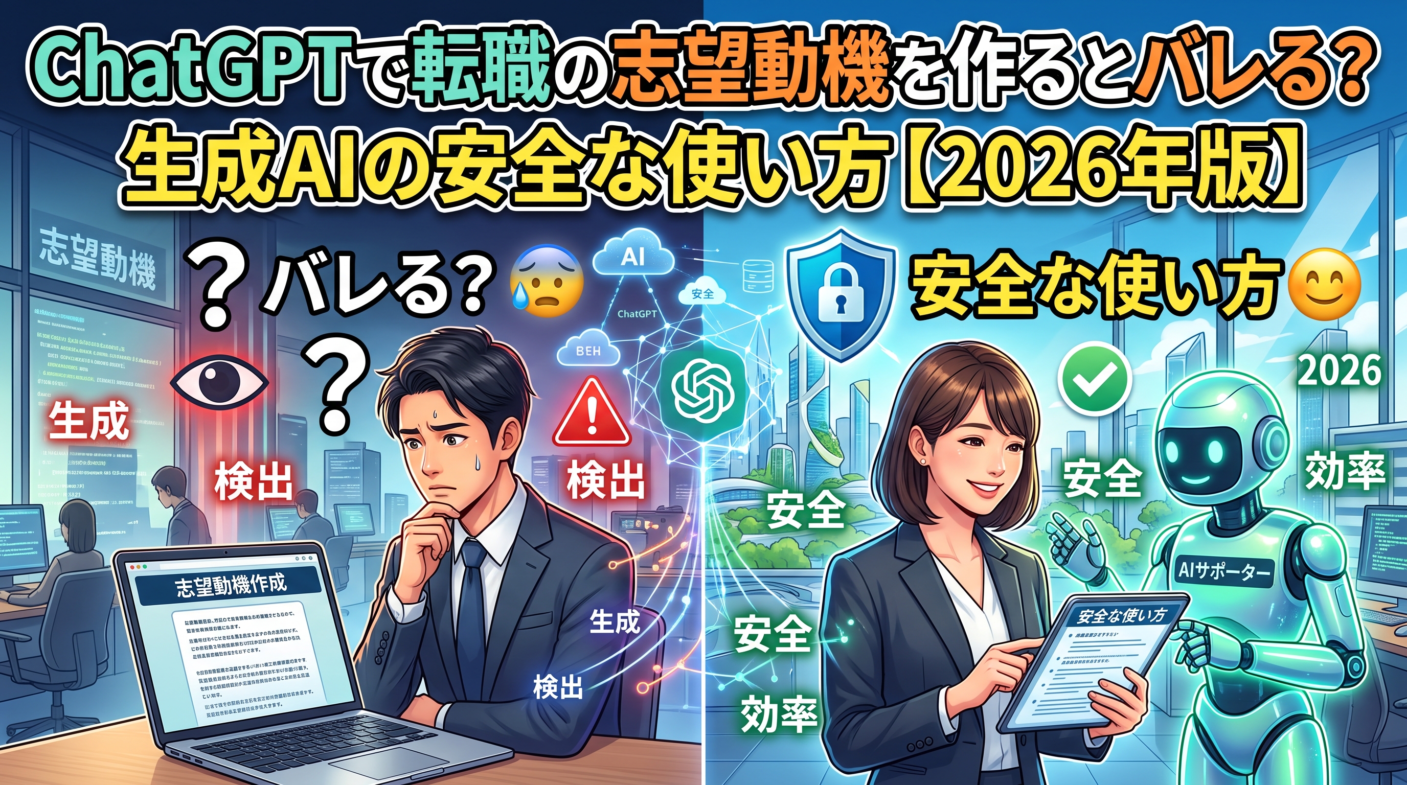 ChatGPTで転職の志望動機を作るとバレる？生成AIの安全な使い方【2026年版】