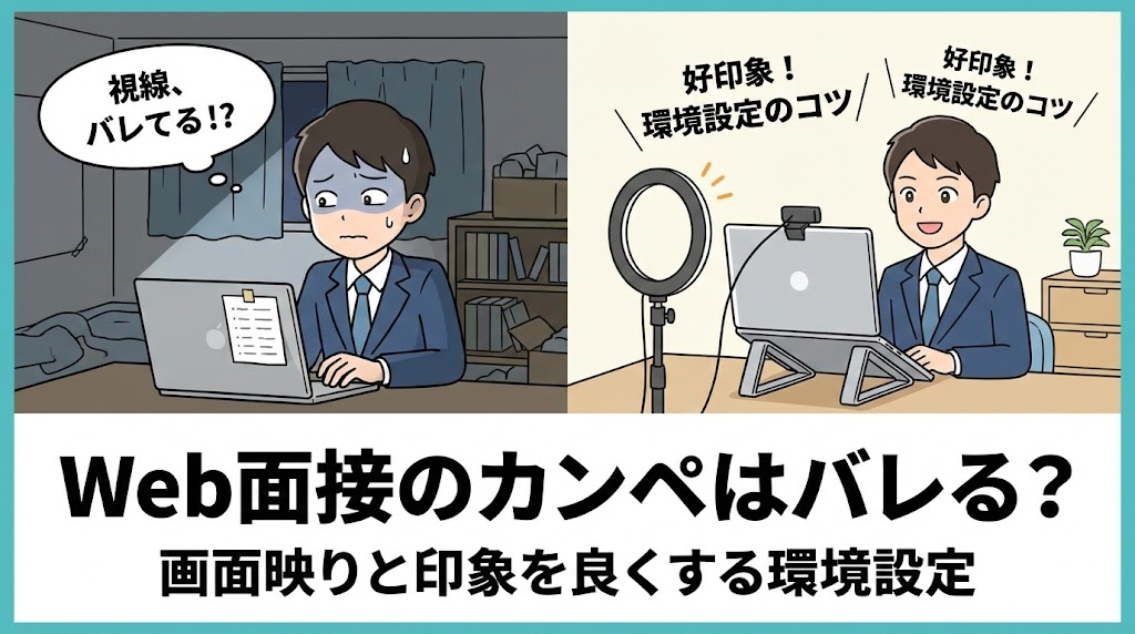 視線で損をしないためのWeb面接術：カンペの真実と好印象を生む環境構築の全技術